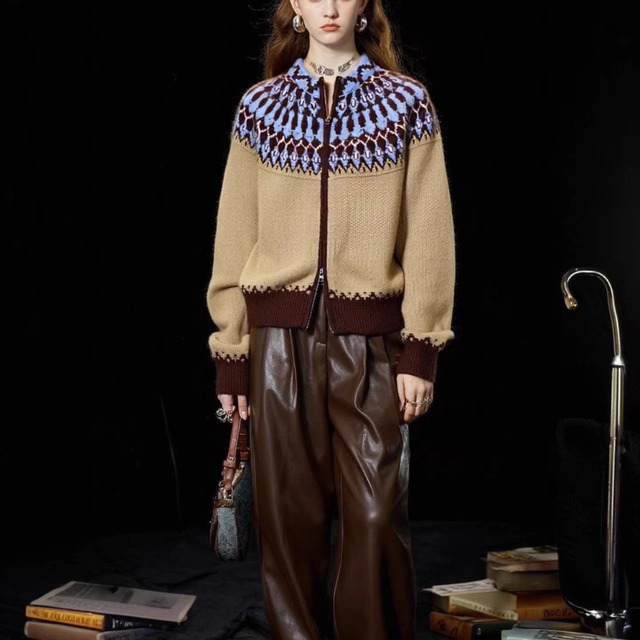 ジャカードニットカーディガン