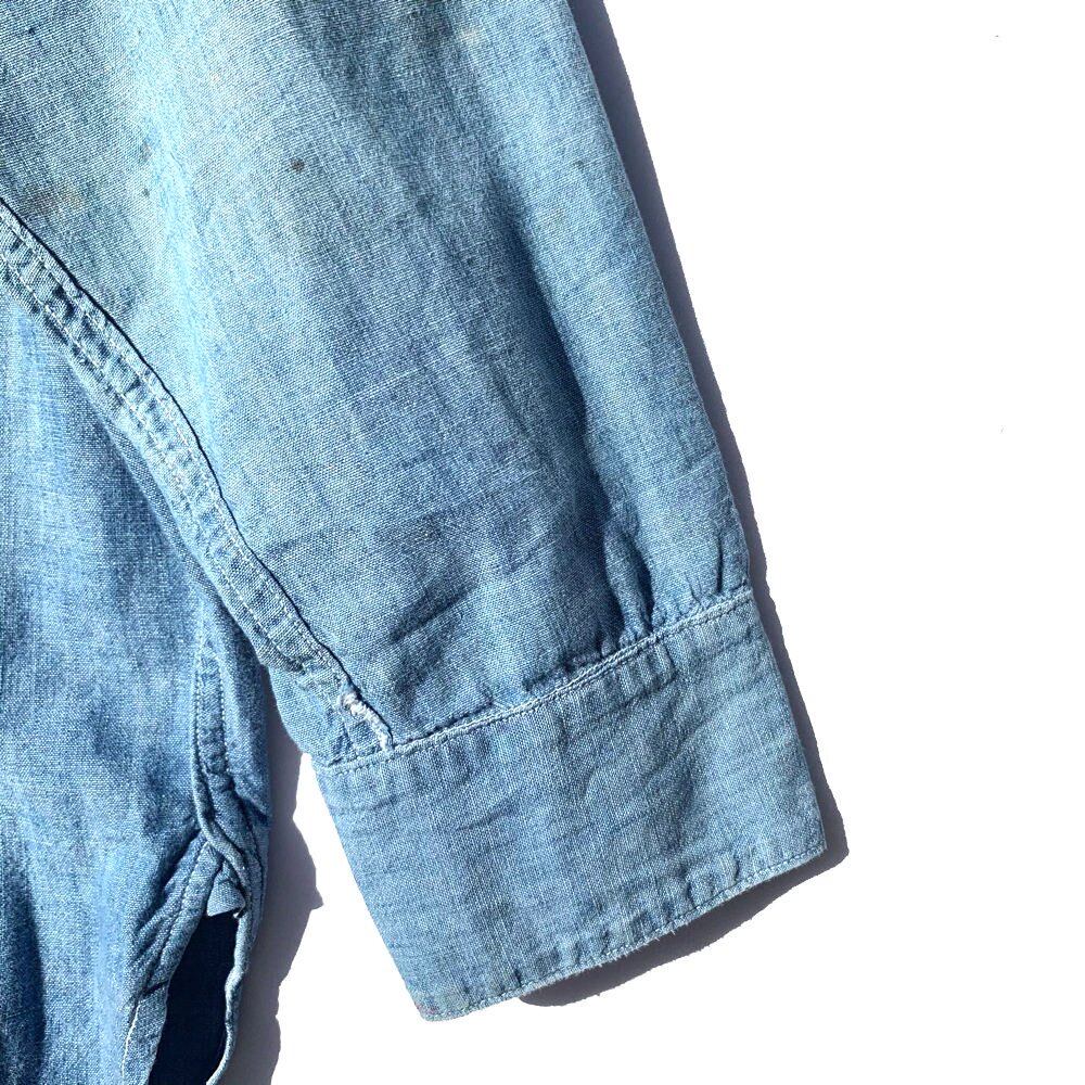 US NAVY] Chambray shirt with gusset [40s ~ 50s] Vintage Chambray