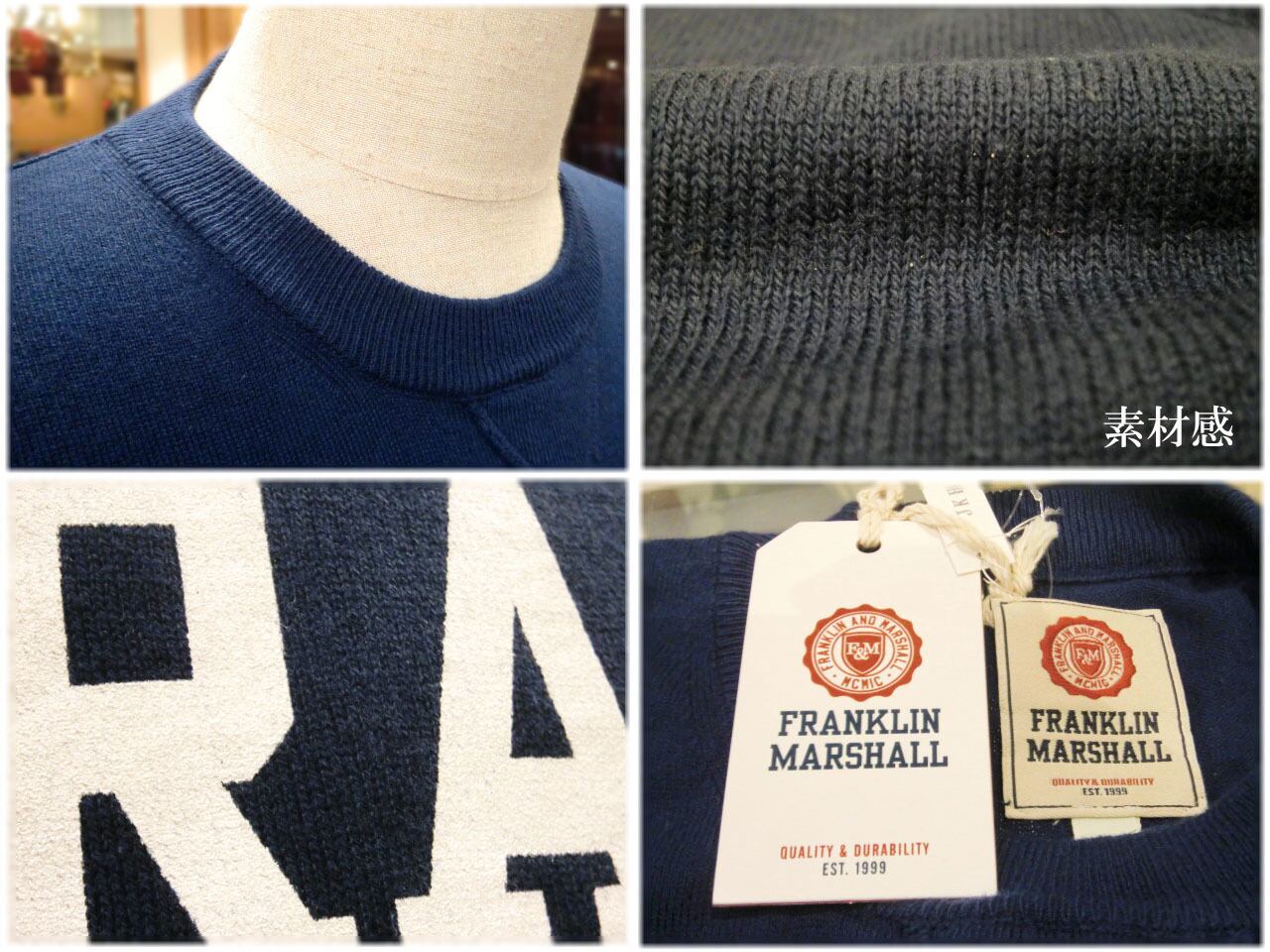 FRANKLIN＆MARSHALL】 ﾌﾗﾝｸﾘﾝﾏｰｼｬﾙ Italy ｺｯﾄﾝ ﾌﾟﾙｵｰﾊﾞｰﾆｯﾄ Men's apparel  ADAM