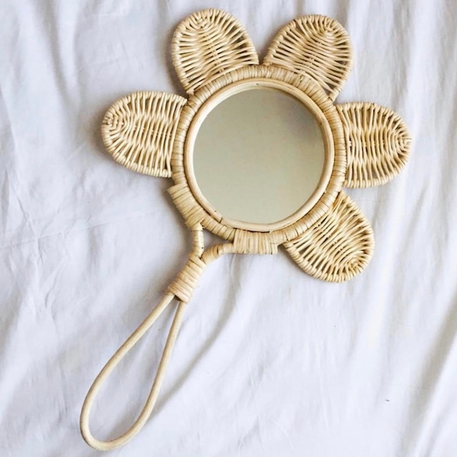 【即納≫残り1点】rattan flower hand mirror ラタンフラワーハンドミラー
