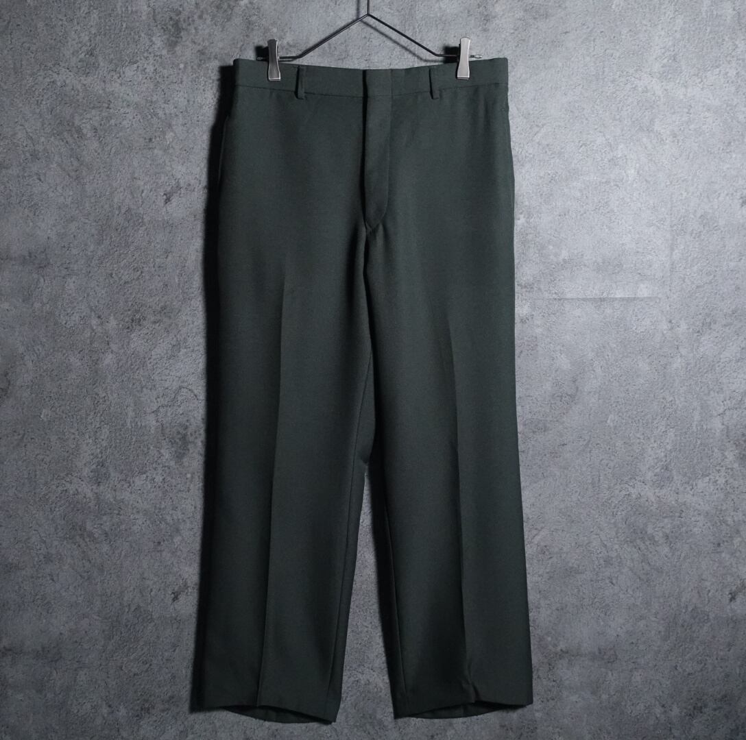70s Dark green no-tuck slacks pants