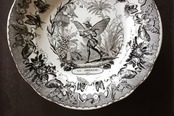 1840s~ Creil et Montereau LES PAPILLONS グランヴィル的蝶々人間のプレートc アンティーク