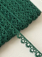 フランスVintage レース グリーン 100cm/カット ケミカルレース カルトナージュ デコレーション材