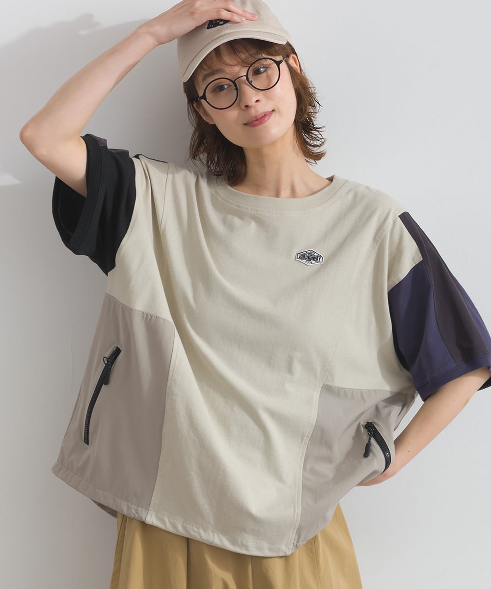 K261105 ナイロン切替ドロストプルオーバー / Nylon Panel Drawstring