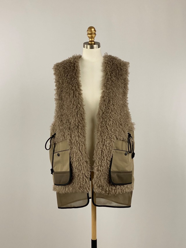 エコムートンファーベスト｜モカ｜Lallia Mu