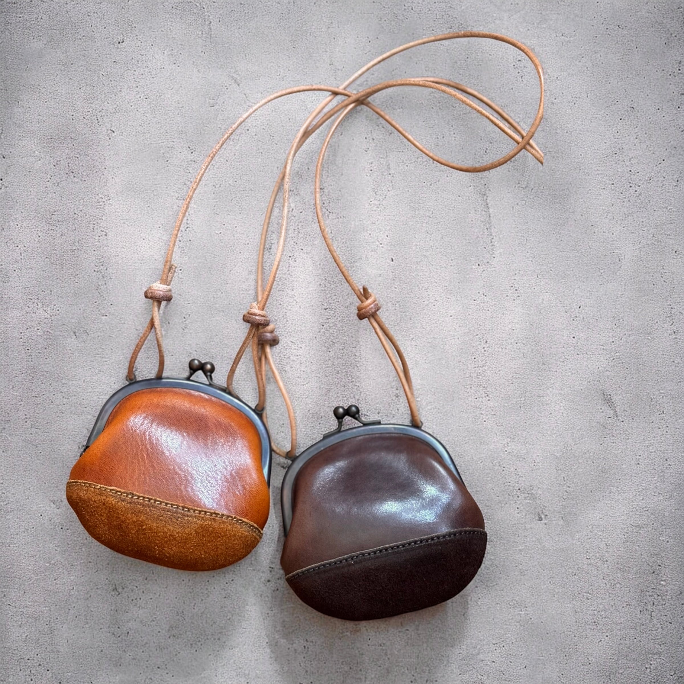 雨ザラシ工房 本革くりのがま口 紐付き