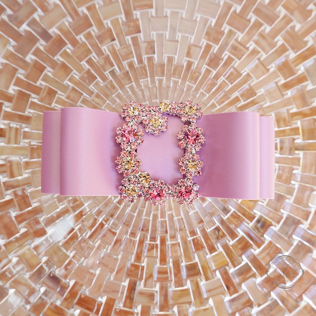 【受注3月28日～4月3日迄】Amin by w.a luxe クリスタルサテンバナナクリップ flower lavender pink