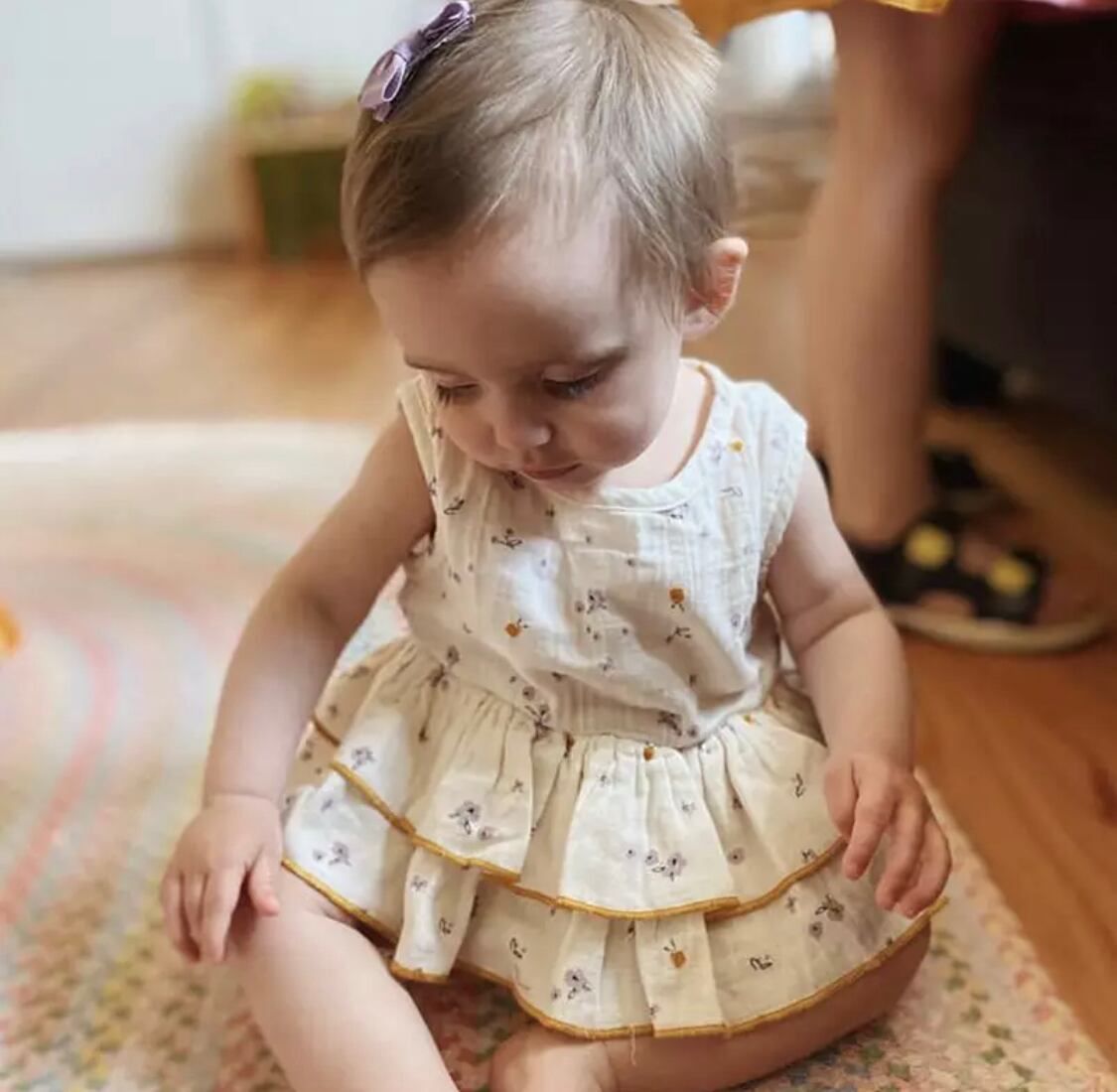 リネンフリルロンパース》》》》》ワンピース フリル ノースリーブ イエロー 女の子 海外子供服