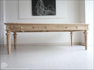 「　ユウ様　サイズオーダーテーブル　」　チーク総無垢 ダイニングテーブルLEA 食卓テーブル デスク 手作り 机 ナチュラルホワイト 無垢材 送料無料 世界三大銘木 W180×D80cm