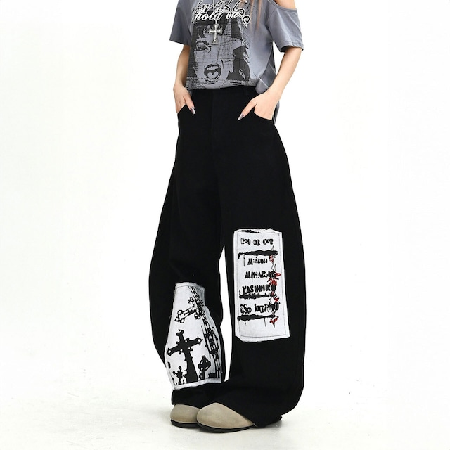 グラフィックパッチボリュームシルエットパンツ 1col R02432