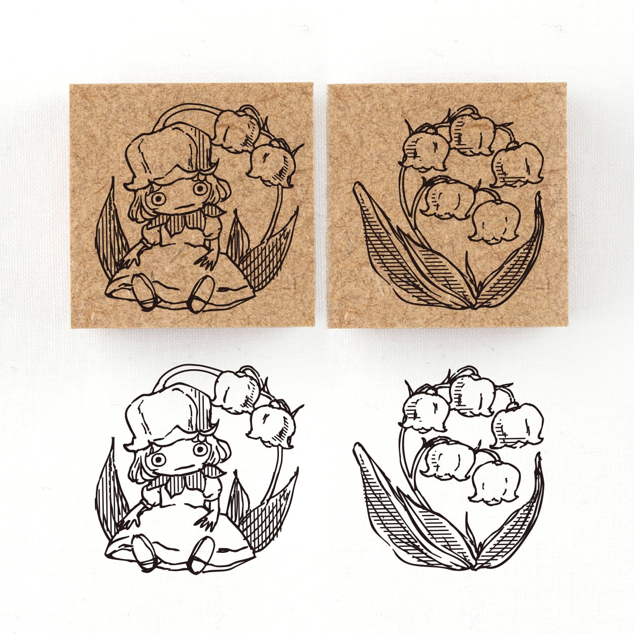 『スズランの精霊 ミュゲ Muguet』花の精霊フローラニマ達のスタンプ 30×30mm