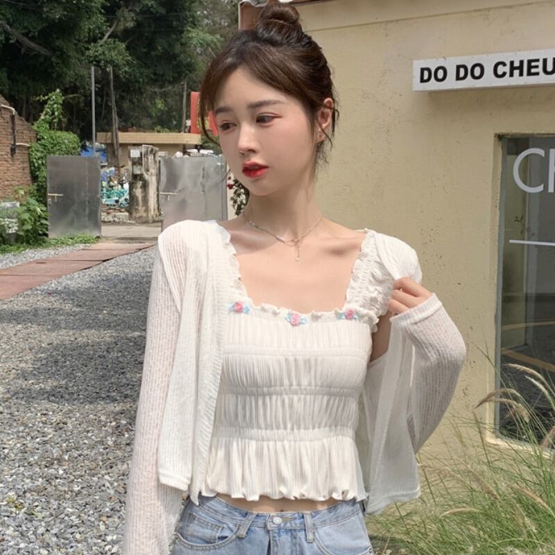 スタイルトップス サマーホワイトショート 大人ガーリー スウィート キュート カジュアル 夏物 YY-ファッション31228488263