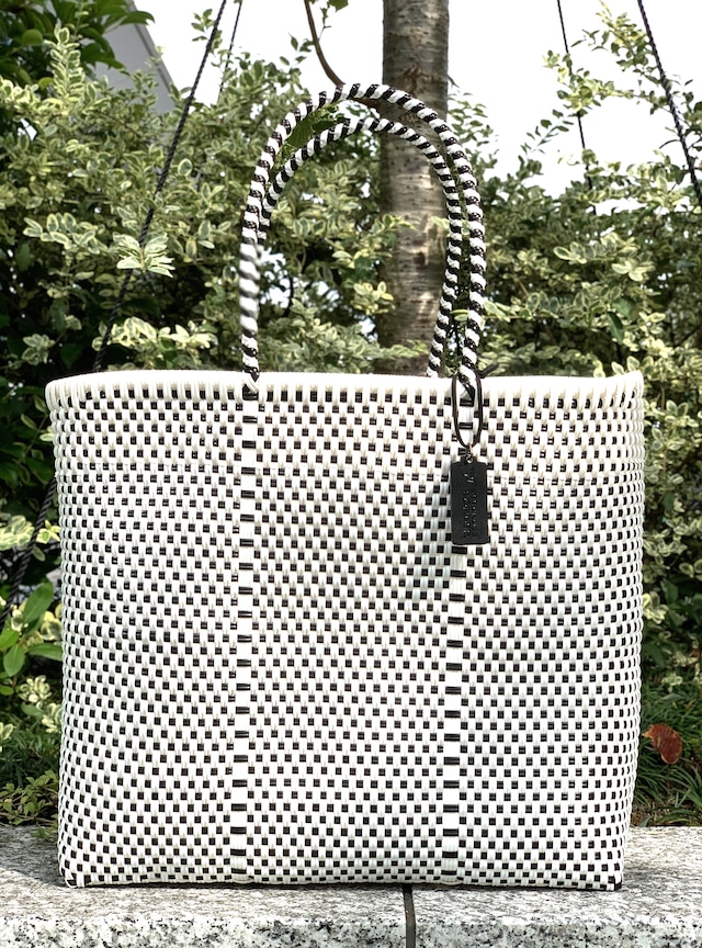 L Mercado Bag (Normal handle) White/Black Design②
