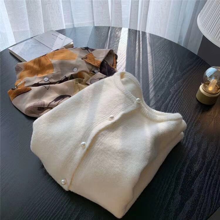 フロントパールニットカーディガン