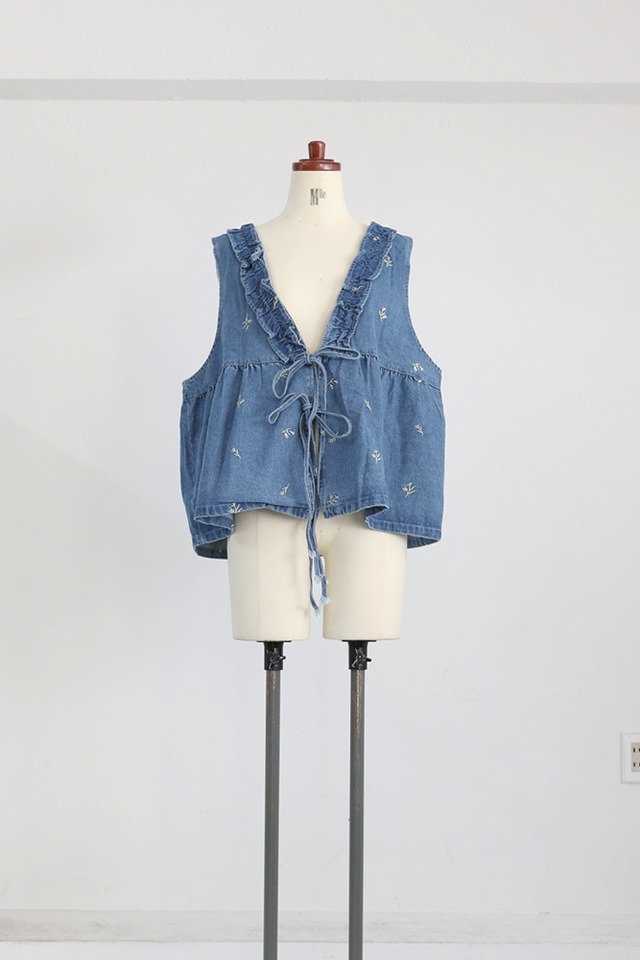 フリルデニムベスト / Ruffled Denim Vest(W25P6005H)