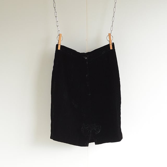 1980's USA製 ベルト付き ブラック ベルベット ロングスカート
