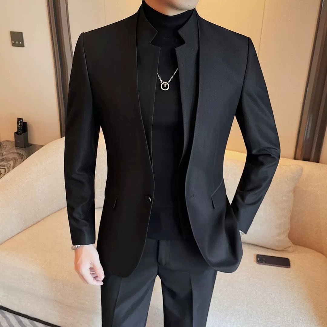 レイヤード風デザイン スタンドカラーマニッシュジャケット 3