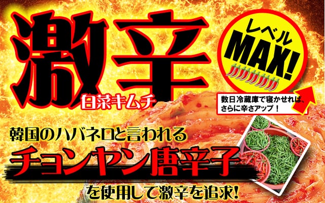 激！激辛★★★白菜キムチ〜滋味香る有機青唐辛子〜（350g）※ 蒙古タンメン中本の5辛レベルよりは上