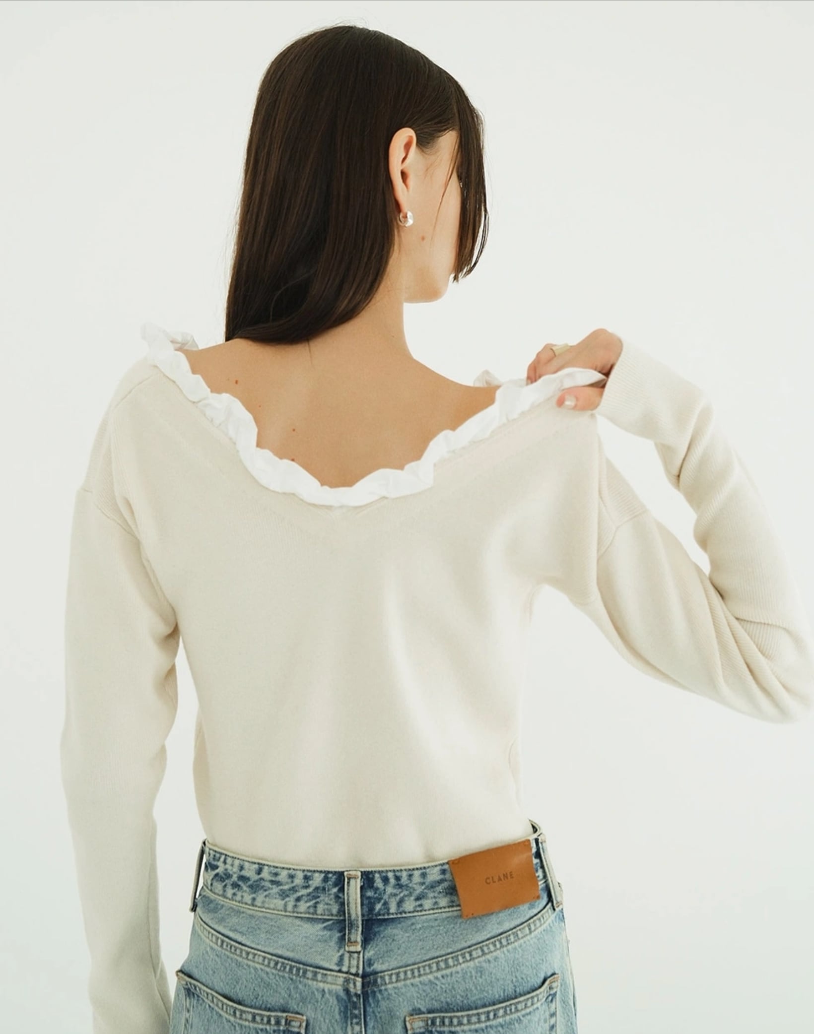 CLANE FRILL V NECK KNIT TOPS | FLICKA ASHIYA