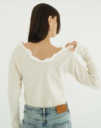 CLANE FRILL V NECK KNIT TOPS