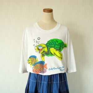亀&魚プリントTシャツ