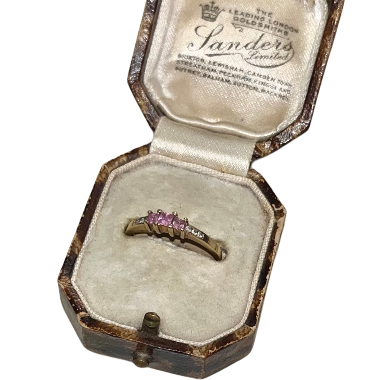 vintage 9ct gold diamond&natural stone ring