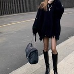 Loose-fitting Ripped Tassel Thick Sweater (ME332)