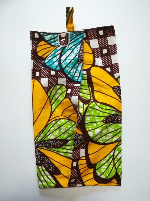 【西アフリカWAX布】ボックスティッシュカバー(黄色の花)吊り下げ式