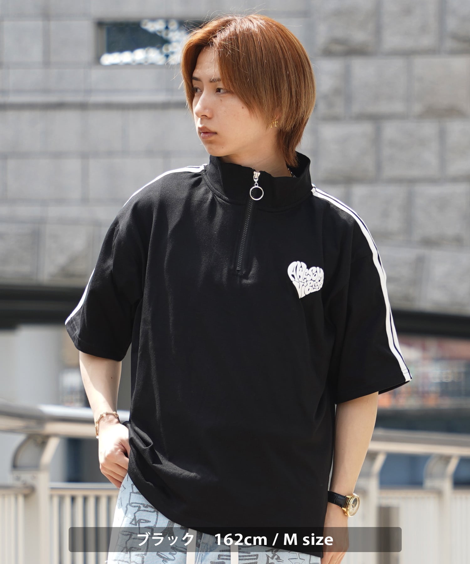 ◇ハートロゴ ハーフジップ Tシャツ◇wi-059592 | 1111clothing ◇ハートロゴ ハーフジップ Tシャツ◇wi-059592 | 1111clothing