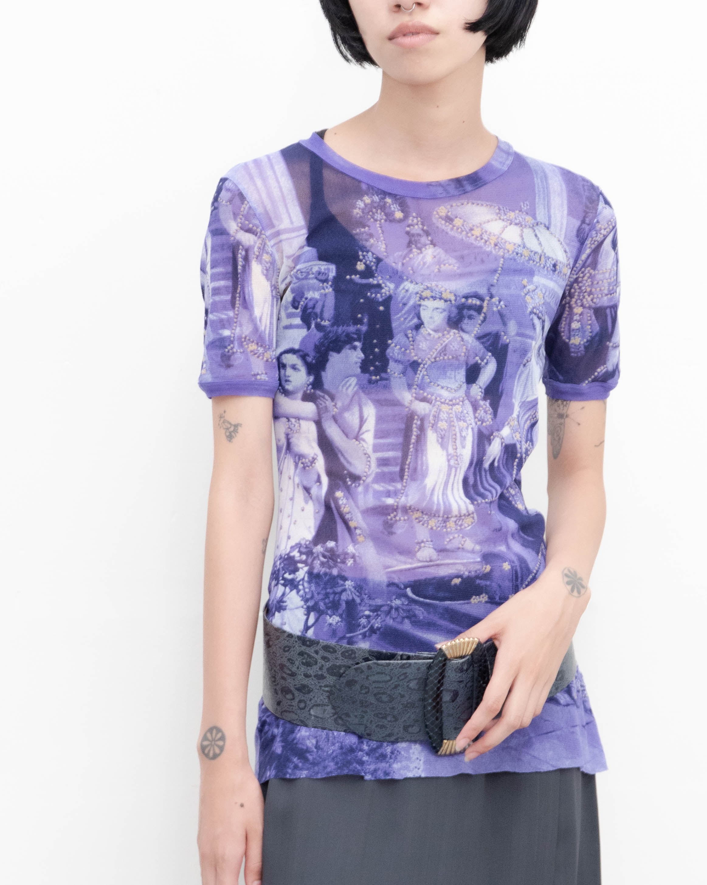【関税込み】Jean Paul Gaultier フーディ & ジップアップ 1990s Jean Paul Gaultier - oriental patterned power net tee