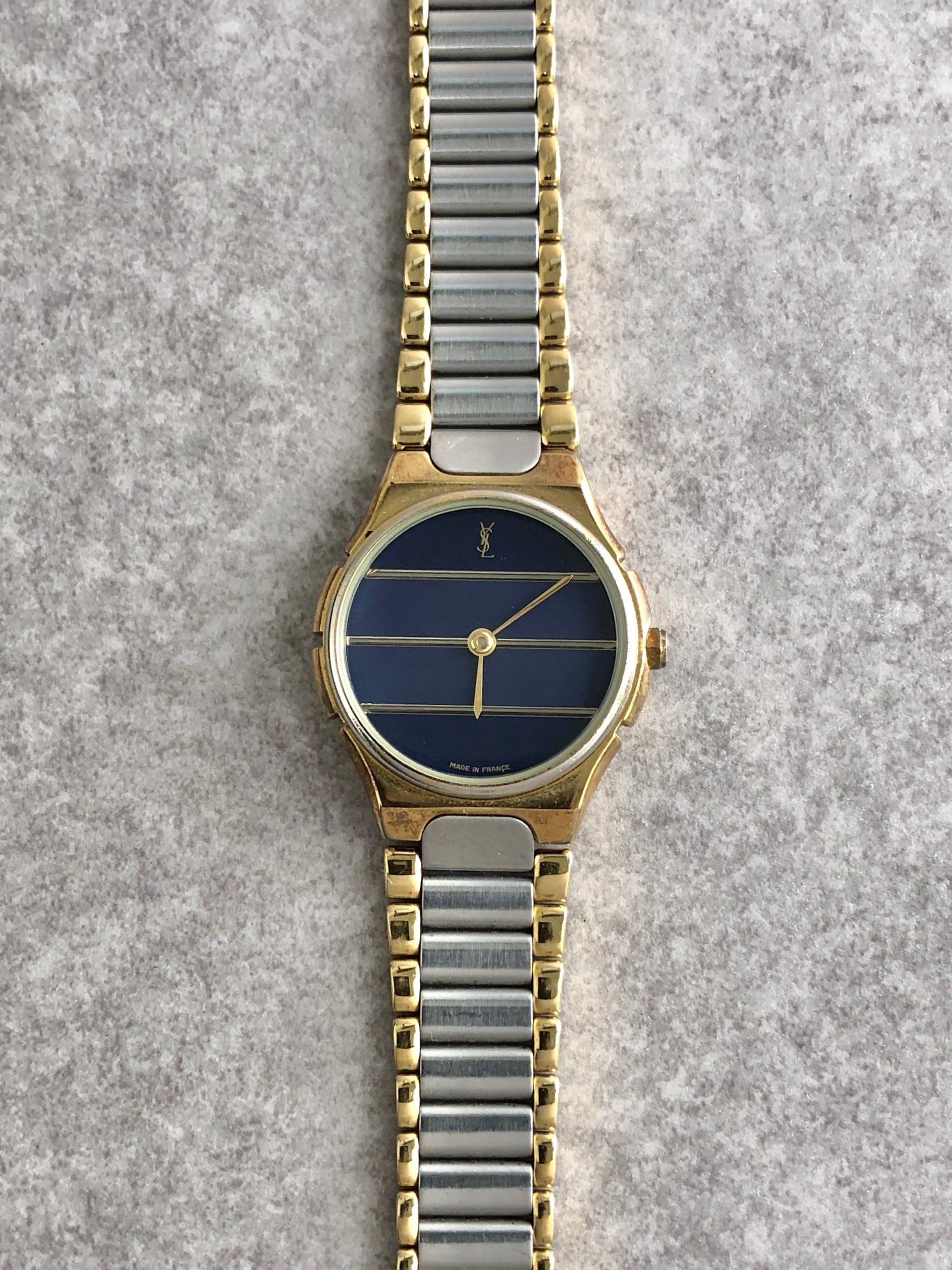 Yves Saint Laurent イヴ・サンローラン 腕時計 シルバー YSL ボーダー