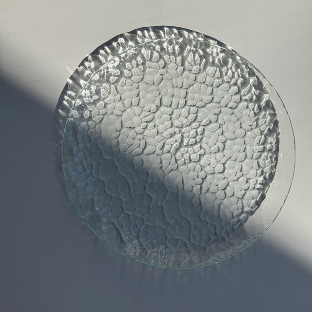 【受注生産】レトロガラス丸皿L 石目