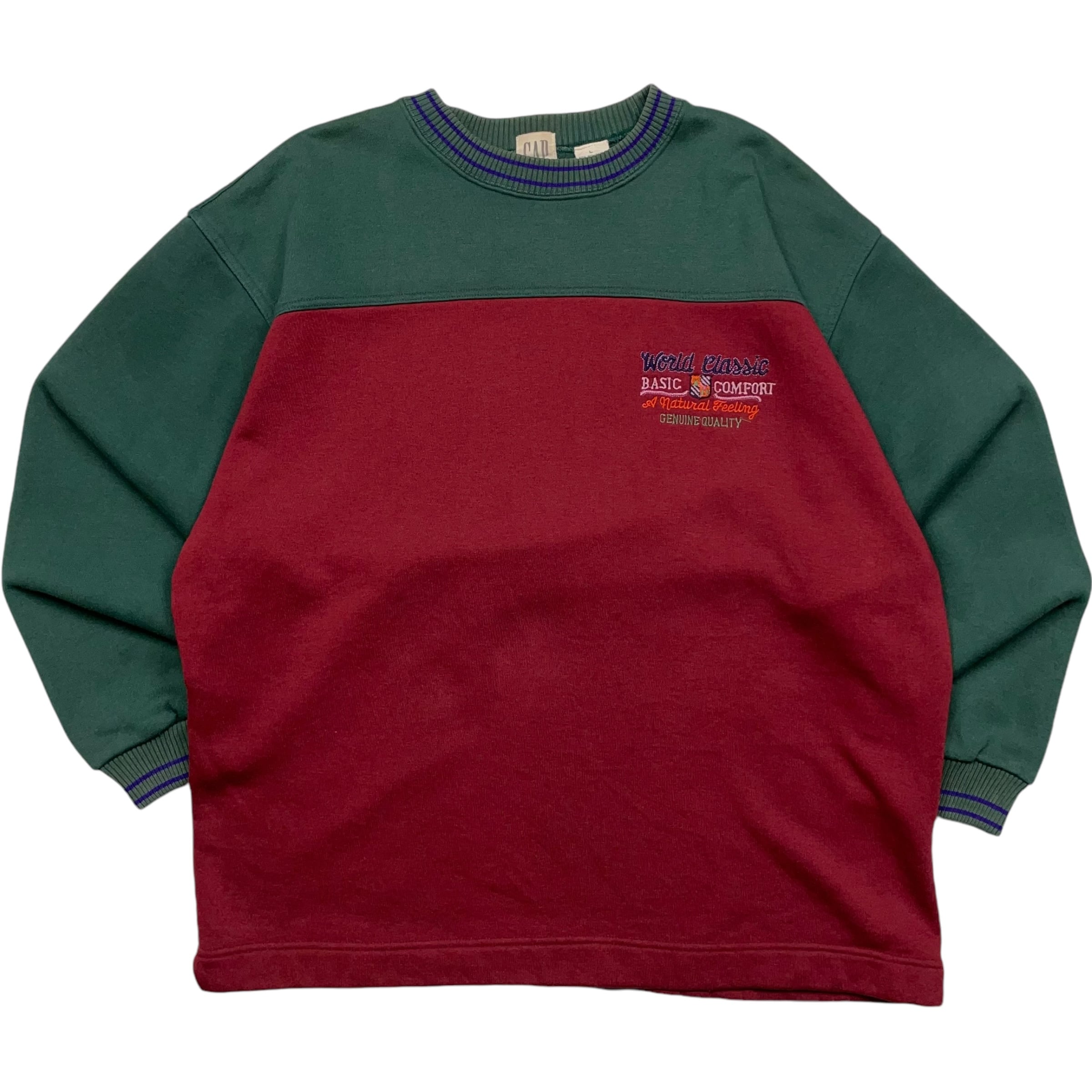 《L》 OLD GAP オールドギャップ スウェット グリーン バーガンディ 90年代 vintage no.4522