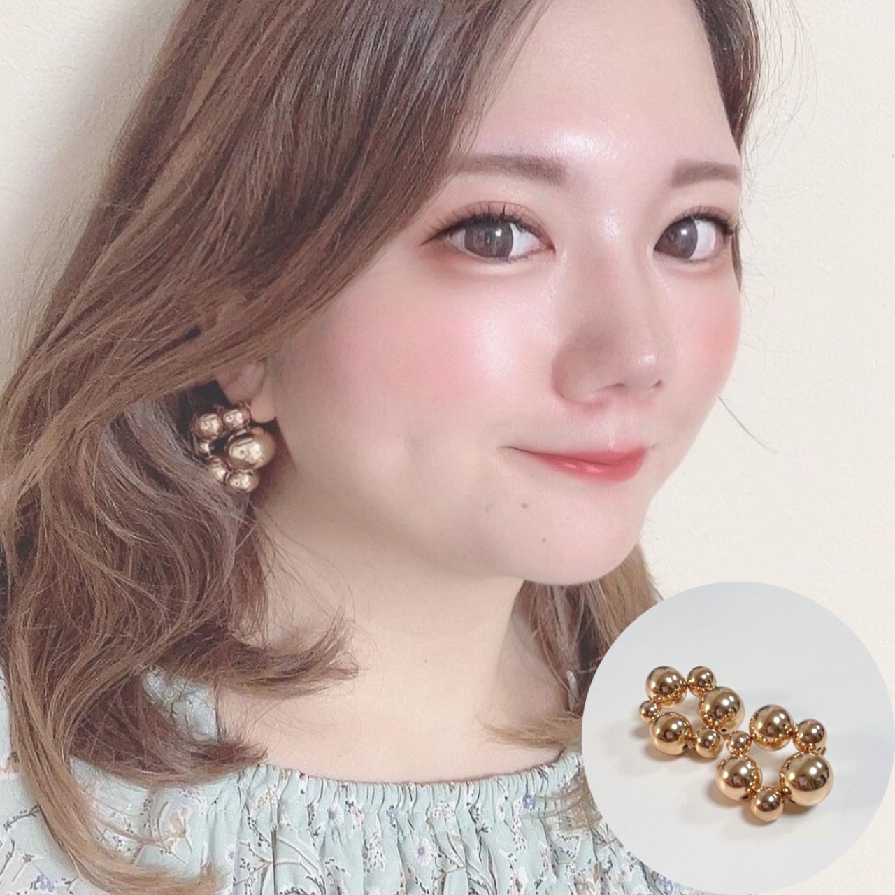 バブルリングピアス 韓国デザイン GOLD SILVER 3㎝ 両耳用 軽い付け心地 大小並んだ丸 結婚式のゲストピアス シンプルコーデ ランダムな丸のパーツデザイン bittersweet