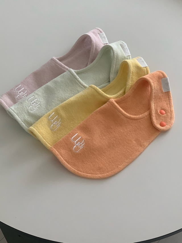 即納【2枚セット】Would.U 「cloud terry bibs」(coralorange+cloudmint)
