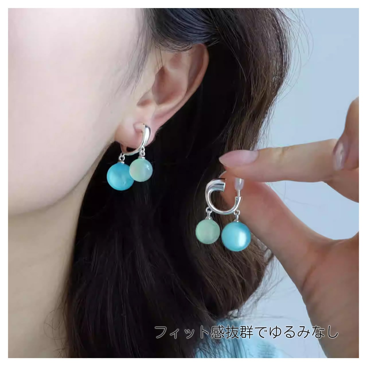 R27 .清涼感あふれるクロスデザインボールイヤリング イヤーピアス