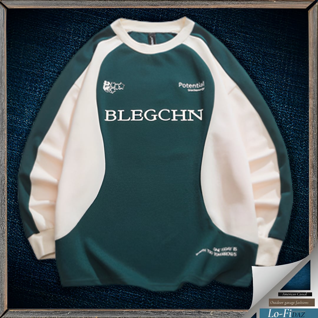 レトロ カラーブロック カジュアル オーバーサイズ トップス 21184