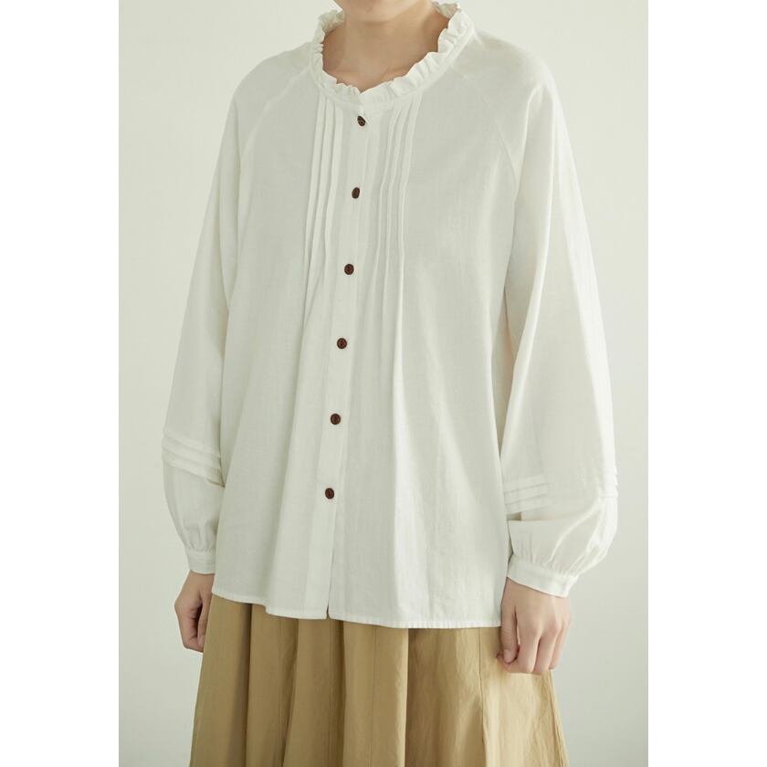 frilled collar gathered blouse m0260
