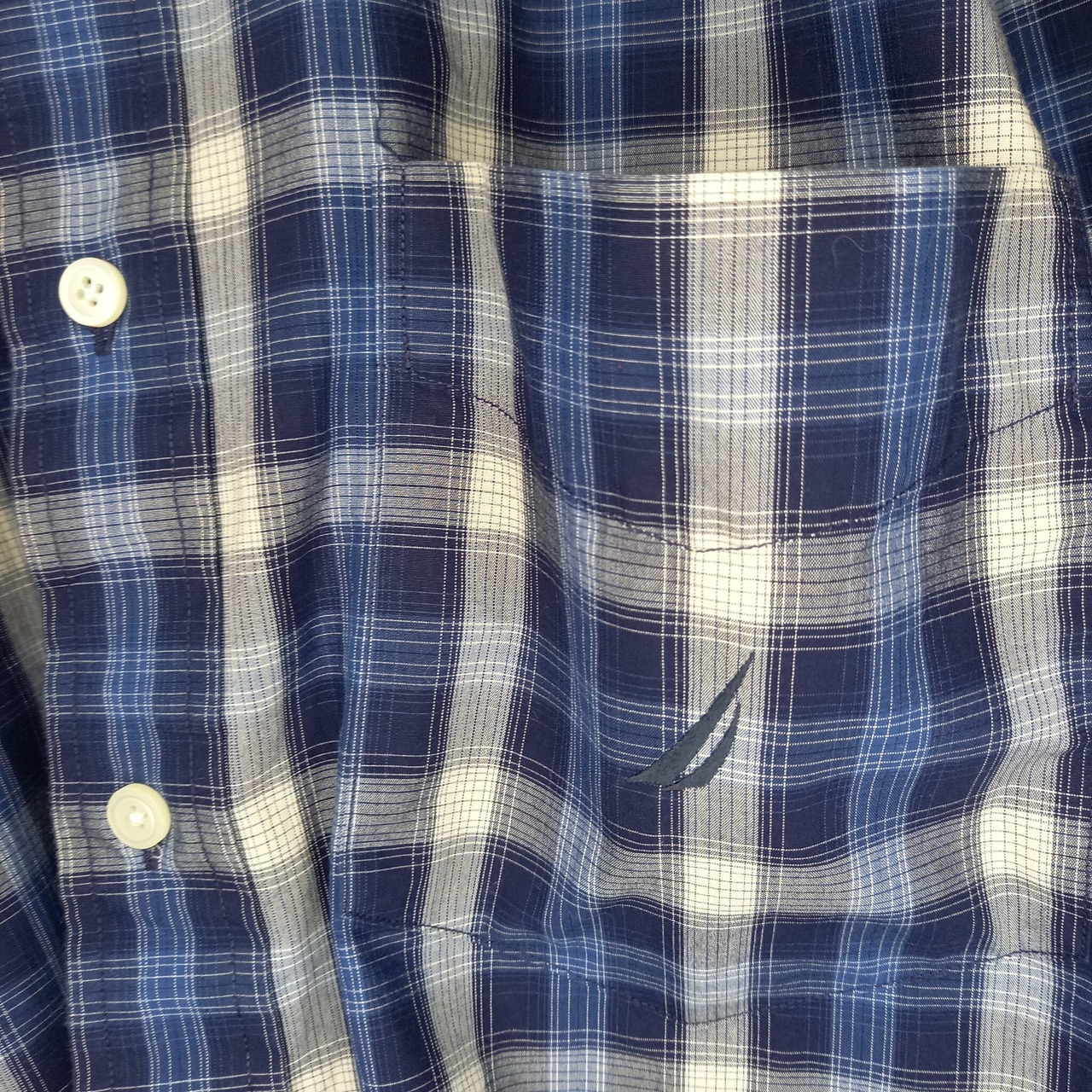 ノーティカ　オンブレ　BDシャツ　ボタンダウン　長袖　刺繍　シャドーチェック