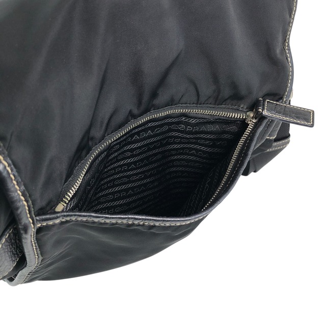 PRADA プラダ ショルダーバッグ ブラック トライアングルロゴ フロントバックル ナイロン レザー vintage ヴィンテージ オールド bcdpsd