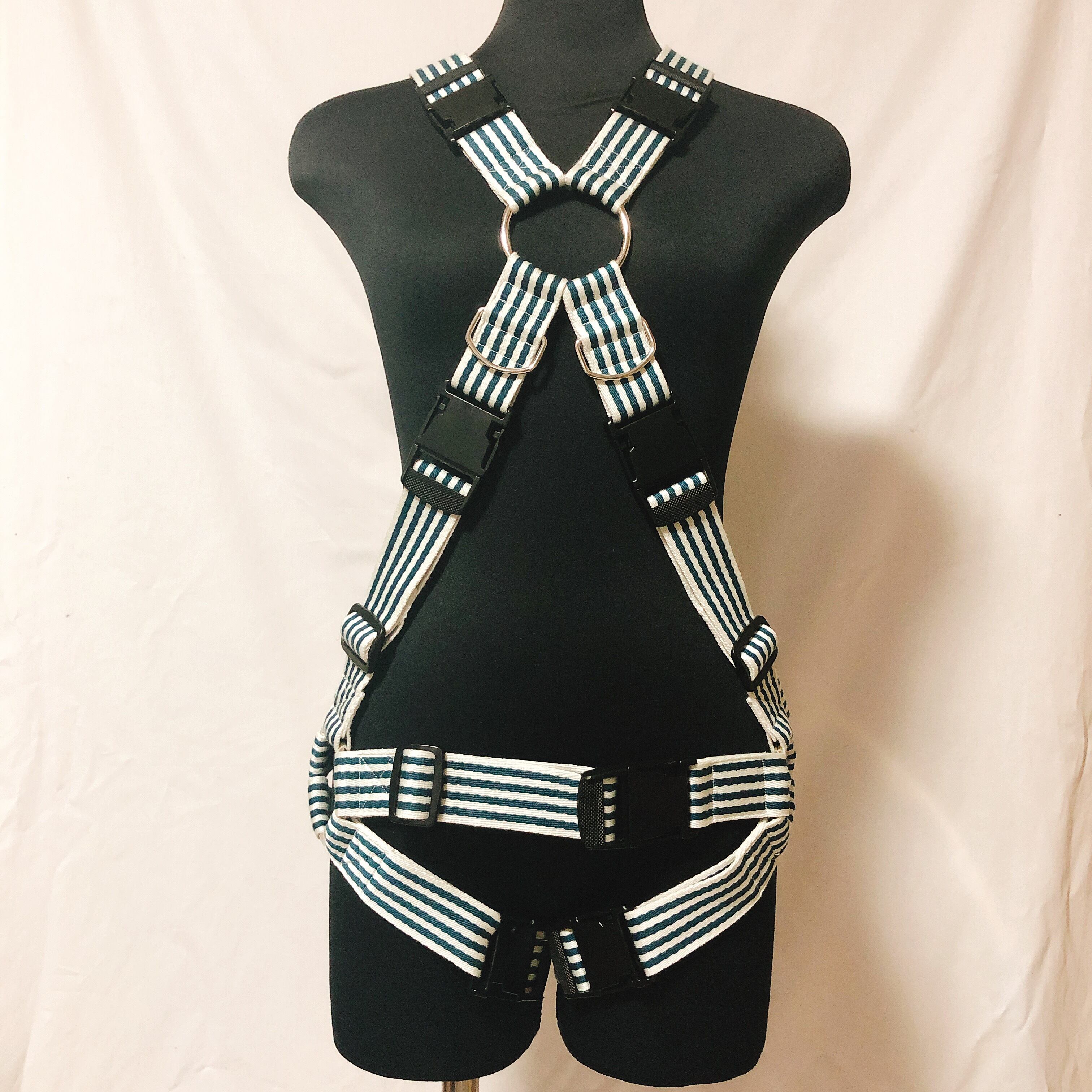 フルハーネス X型 白緑ストライプ