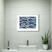 Wave｜線と余白で波を描くバウハウス風アートポスター｜ボーホー×北欧モダンインテリアに映えるミニマルウォールアート｜リビング寝室玄関の壁掛けインテリアにおすすめ｜モノトーンに人気ポスターA2ポスター
