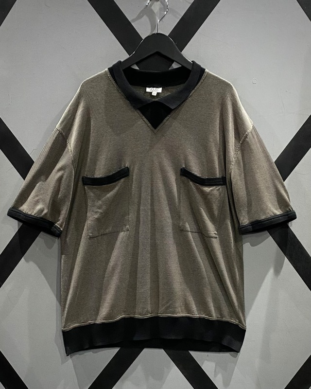 【X VINTAGE】“BASILE” Horizontal Stripe Color Switching Vintage Polo Shirt