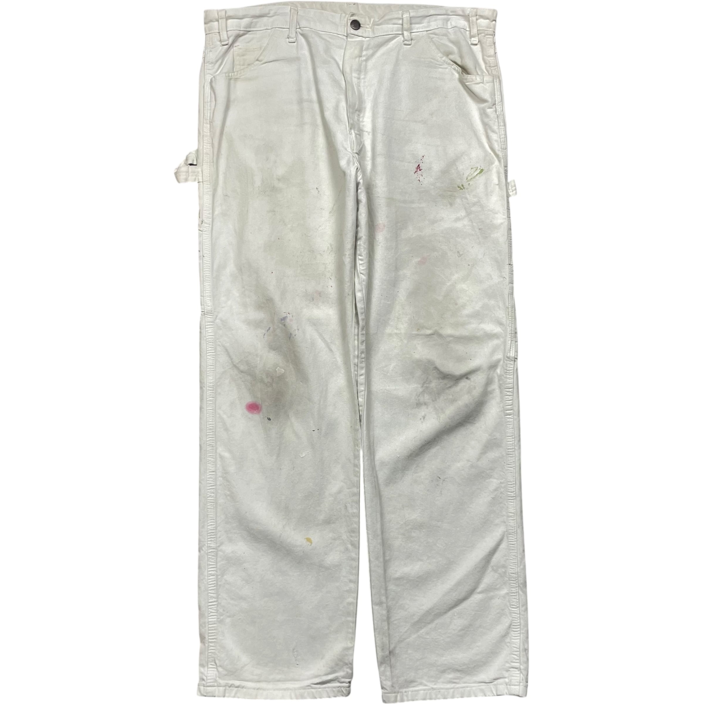 《実寸 W36 L30 》 Dickies ディッキーズ ペインターパンツ ワークパンツ ペイント 企業ロゴ ワンポイントロゴ ホワイト no.10310