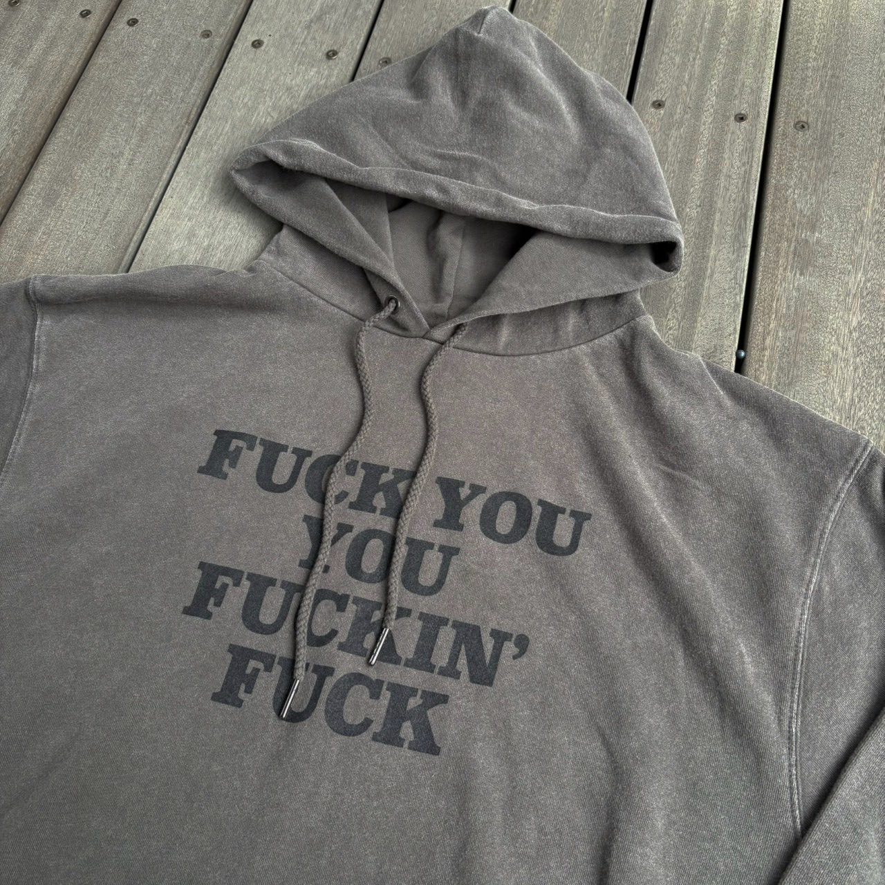 RIVERSIDE BASE 「FUCKIN' FUCK」PULLOVER HOODIE FADE BLACK