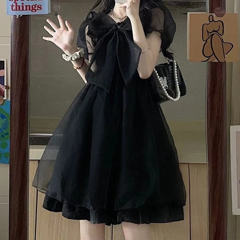 【SALE】新品 レディース ワンピース きれいめ ドレス Mサイズ 黒 レース