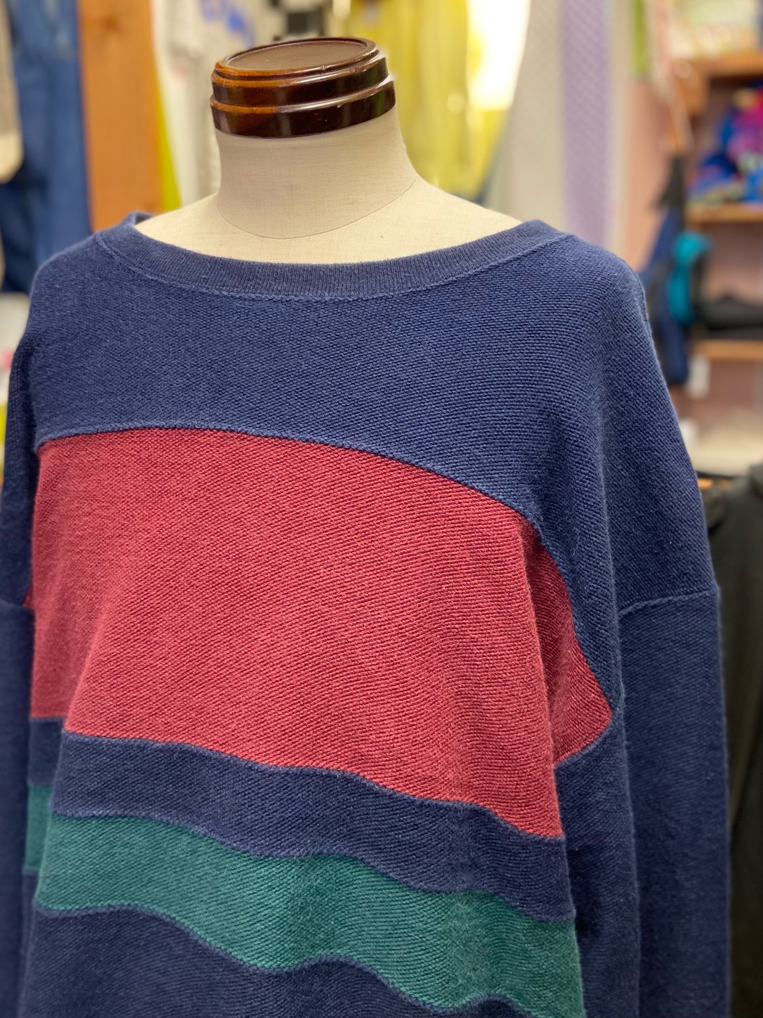 90s LANDS' END ランズエンド コットン インディゴ ニット【L】MADE