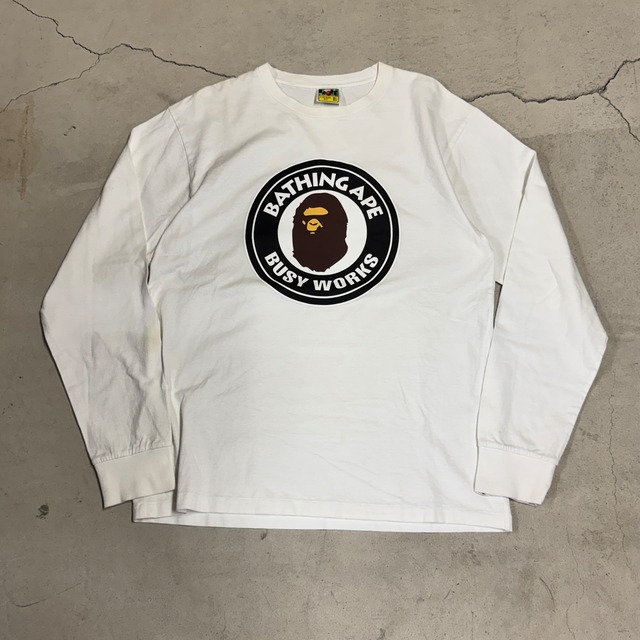 ④A BATHING APE "BUSY WORKS" L/S TEE WHITE XL