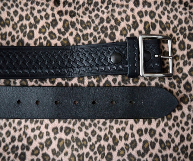 GOOD! BOSTON LEATHER BASKET WEAVE GARRISON BELT 34