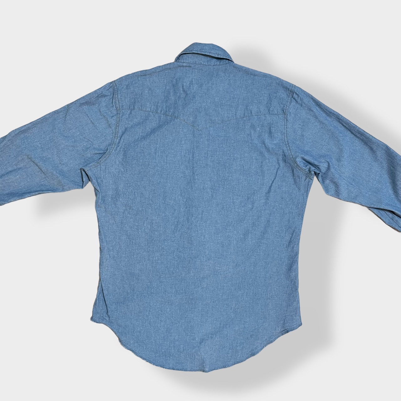 【Wrangler】シャンブレー ウェスタンシャツ 長袖シャツ M ショルダーヨーク デニムシャツ ラングラー US古着